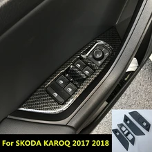 Для Skoda Karoq окна автомобиля переключатель регулировки подъема Панель Крышка Trim Garnish Frame автомобиля наклейки Аксессуары Укладка 4 шт