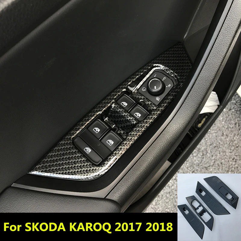 

For Skoda Karoq 2017 2018 Car Window Switch Adjust Lift Panel Cover Trim Garnish Frame Car Stickers Car Styling accessories 4pcs