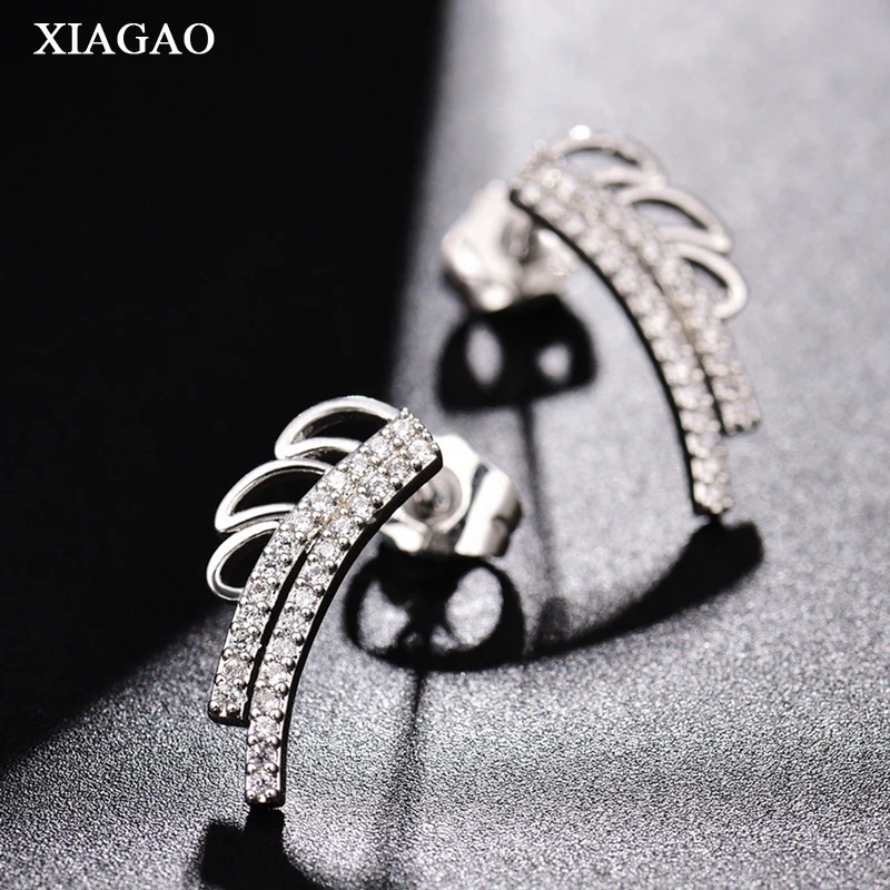 XIAGAO романтические серьги-гвоздики с AAA+ циркон женские ювелирные изделия подарок на день рождения свадебные серебряные/Золотые серьги для свидания XGE811