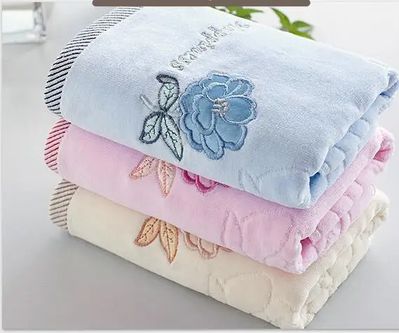 Embroidery Rose Flower Print Face Towel Solid Cotton Body Cloth Towels ...