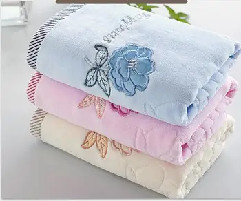

Embroidery Rose Flower Print Face Towel Solid Cotton Body Cloth Towels Quick Absorbent Adult Kid Bathing Washcloth