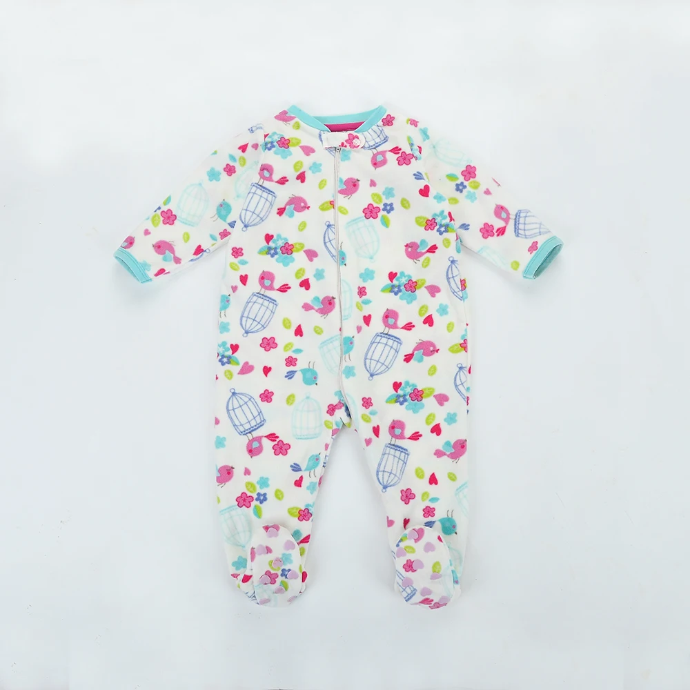 Polar fleece fabric infant one piece sleepwear romper sleeping bag