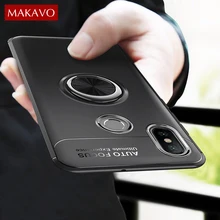 

MAKAVO For Xiaomi Mi A2 Lite Case Metal Ring Holder Soft Silicone Matte Back Cover For Xiomi Xiaomi Mi A2 Phone Cases Fundas