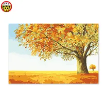 Картина по номерам diy Автопортрет окрашенный цвет наполнение ручной работы Подарочное украшение пейзаж осень дерево одинокий удобный