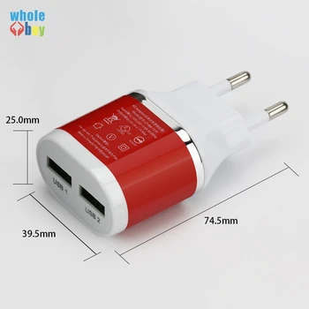 

5V 1A 2A 2Port Colorful Dual Double USB Power AC Wall Charger Travel Adapter For iphone Samsung EU/US Plug 300pcs/lot