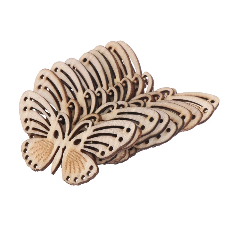 

10 Pcs Natural Wooden Chips Butterfly Shaped DIY Crafts Ornament Hanging Pendant painting crafts