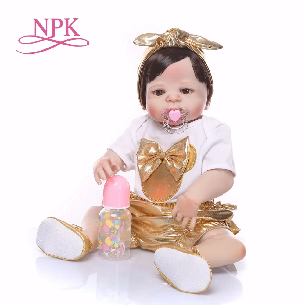 NPK Новое поступление 55 см Силиконовая полноразмерная Кукла Реборн настоящая