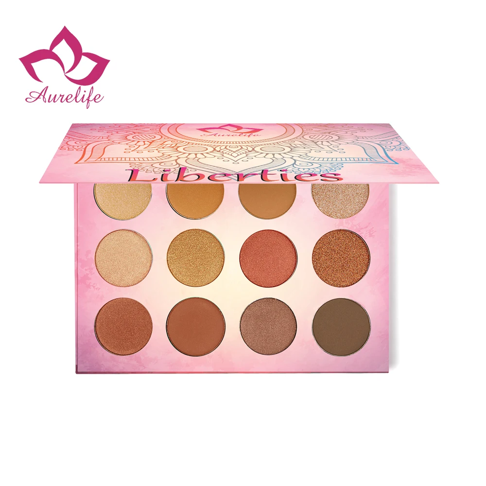 

Aurelife Liberties Pressed Powder Eyeshadow Palette Matte & Shimmer faced Earth neutral eye shadow Pallete 12 color shadow