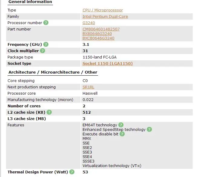 Процессор Intel G3240 LGA1150 22 нанометра двухъядерный процессор работающий правильно настольный процессор