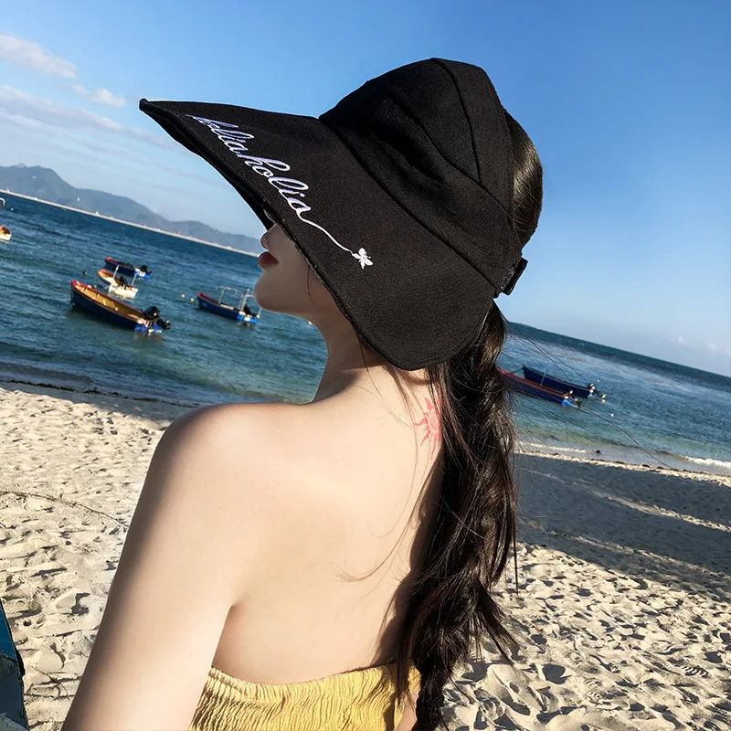 

2019 Women Summer Hat Sweet Sun Hat Concise Personality Hats For Women Breathable Travel Sun Protection Solid Color Sun Hat