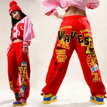 

Adults Kids brand Adult Women Trousers wear sweatpants letter print ds costume female knitted loose harem Hip hop dance pants