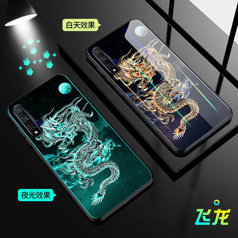 

Luminous Tempered Glass Phone Case For Huawei Honor 20 Case Glow Glass Back Cover For Huawei Honor 20 Pro Case Cover Shell Cell
