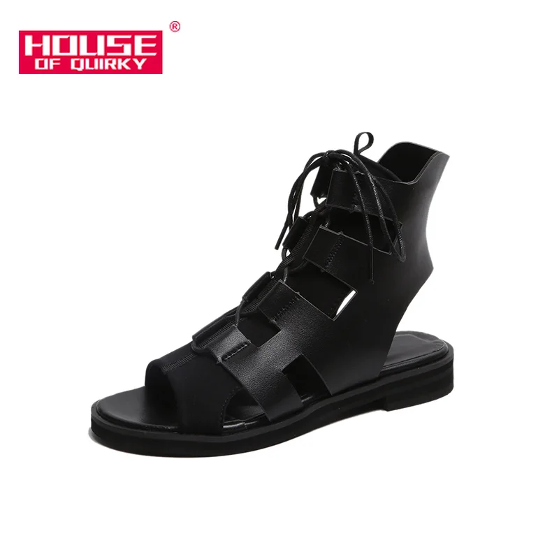 

Casual Lace-up Women Sandals Fashion Hollow Out Women Flat Shoes Outdoor Open-toed Shoes Women Beach Gladiator Summer Shoes 2019