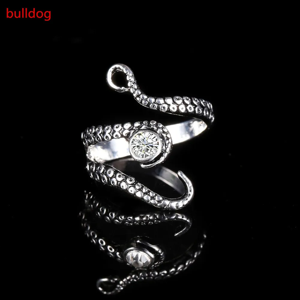 

Wholese Tentacle Ring Octopus Ring Seductive Tentacle Ring in ancient silver Plating white Rhinestone by Octopus adjustable size