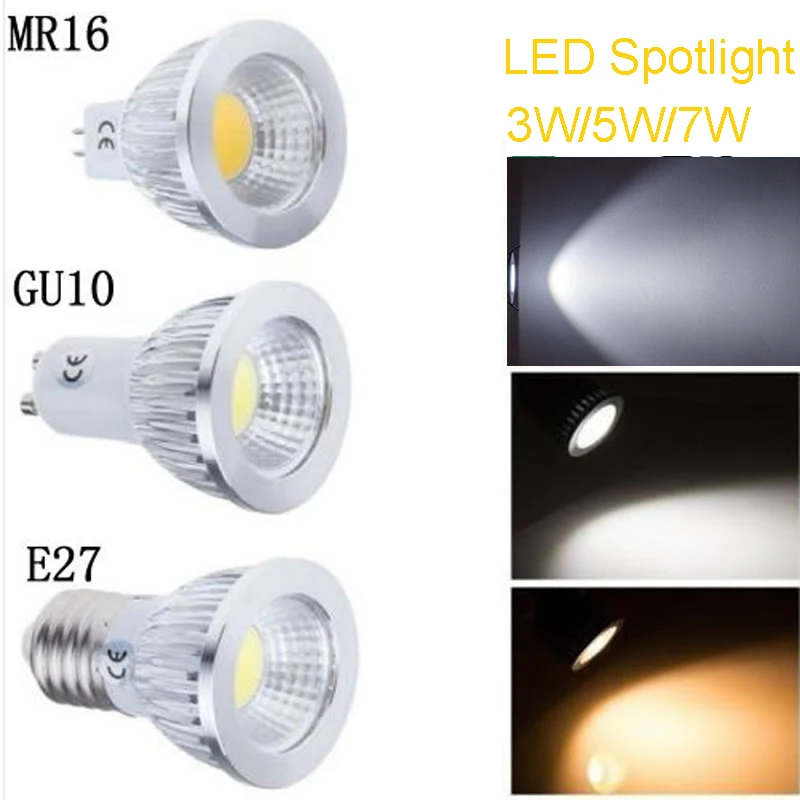 Супер яркая COB Светодиодная лампа GU10 MR16 E27 3 Вт 5 7 точечный светильник GU 10 Luz