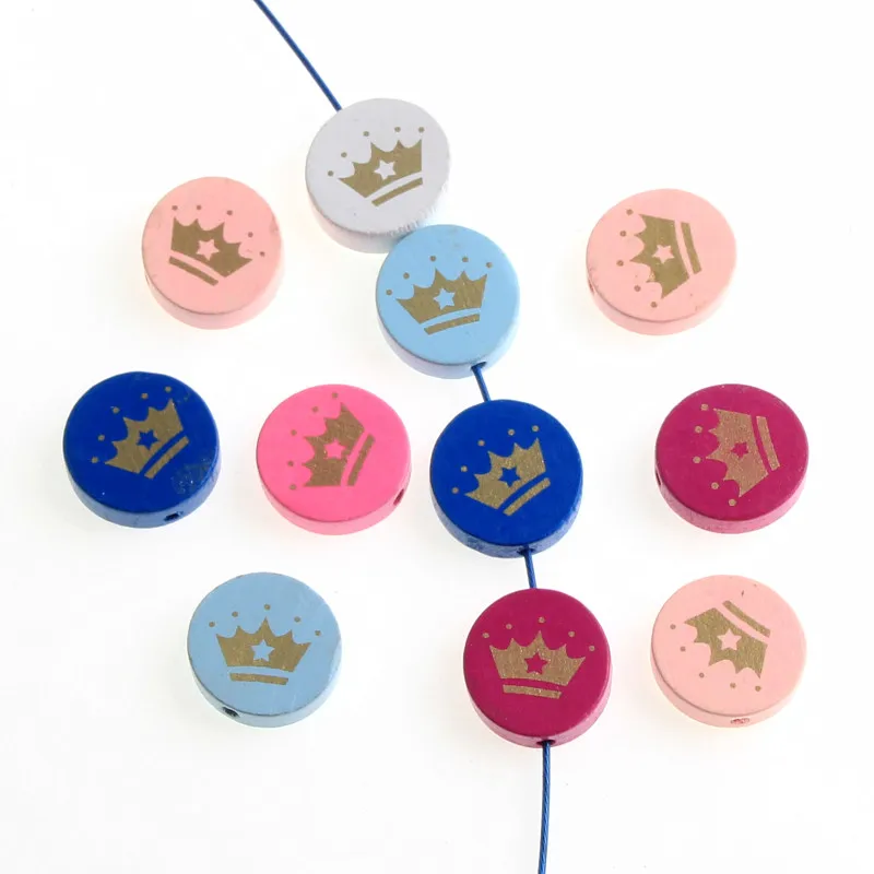 

20pcs Crown Spacer Beading Wood Beads For Pacifier Clip Wooden Spacer Beads For Jewelry Making DIY Necklace 20mm
