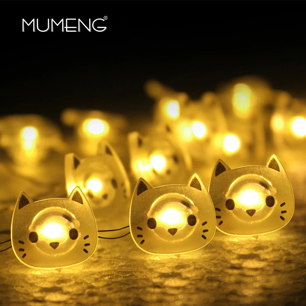 

MUMENG Cartoon 2M LED String Light 20LEDs Cat Copper Wire LED Fairy Light Battery Christmas Wedding Party decoration Lights