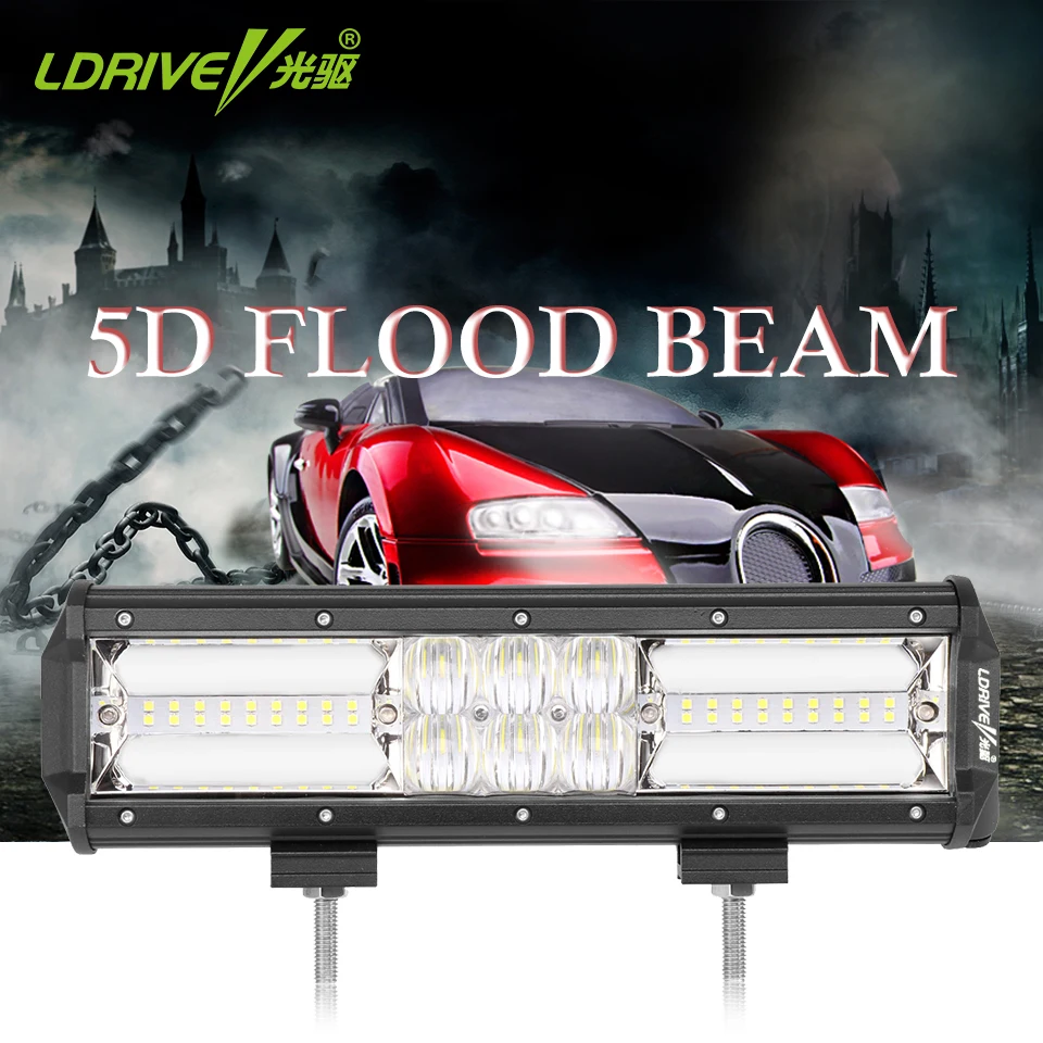

LDRIVE 11" 5D 210W Car LED Light Bar SUV Driving Headlight Flood Offroad LED Work Light Bar 12V 24V For Boat Camper Excavator