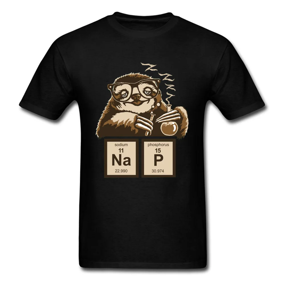 2018 Hot Sale Man Top T-shirts O-Neck Short Sleeve Cotton Fabric Chemistry-Sloth Tops Shirt Normal Tops Tees Top Quality Chemistry-Sloth black