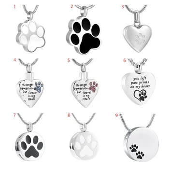 

IJD8451 Pet Cat Dog Paw Print Cremation Jewelry for Ashes Wearable Urn Necklace Keepsake Memorial Pendant for Women Men