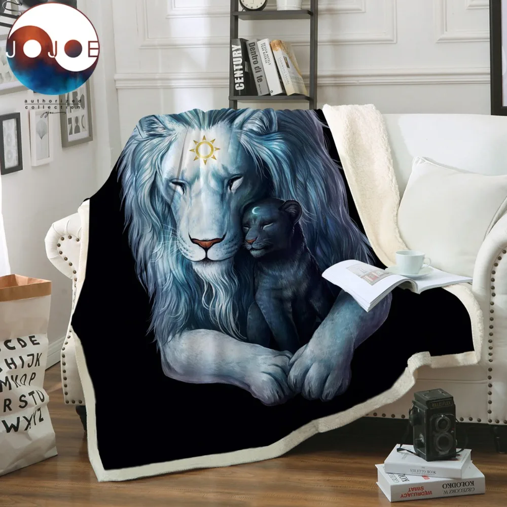 

Child of Light Black by JoJoesArt Velvet Plush Blanket on the Bed Lions Family Throw Blanket Animal Printed Bedding cobertor