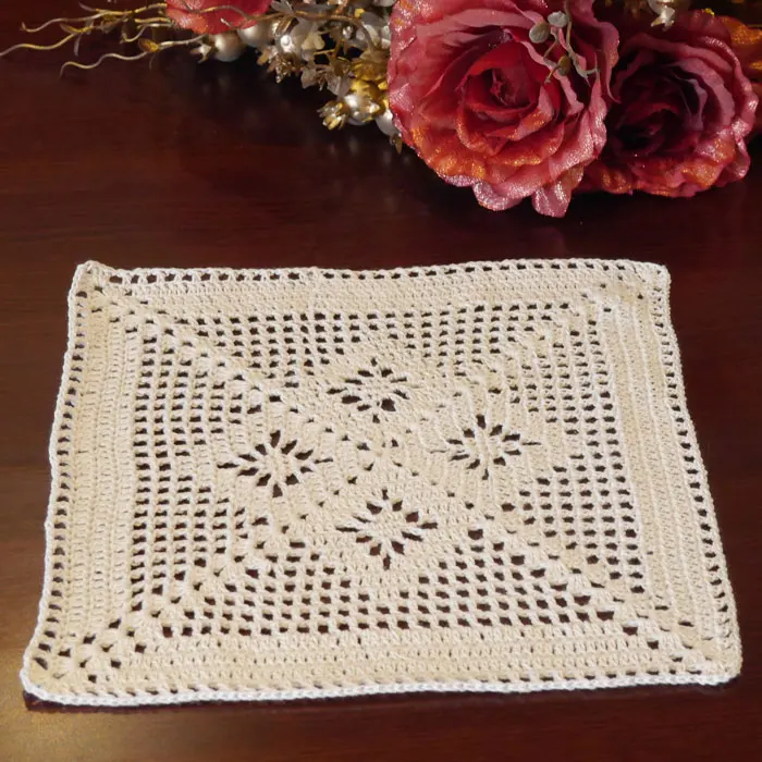 

Handmade hook flowers cotton lace / hollow square decorative mat coasters cup pads Many Uses / Europe Classic style Size 25cm