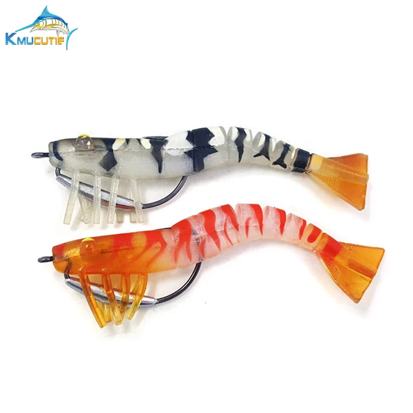 

2pcs salt water soft shrimp craft series Highest Quality 17g soft shrimp Lead head hook fishing lures