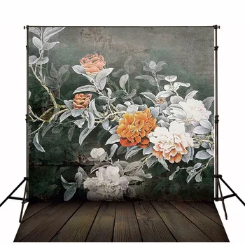 

TR Photographic Background Wood Painting Flower Hazy Newborn Vinyl Backdrops Photo for Studio Interesting Wall Wood Floor Props