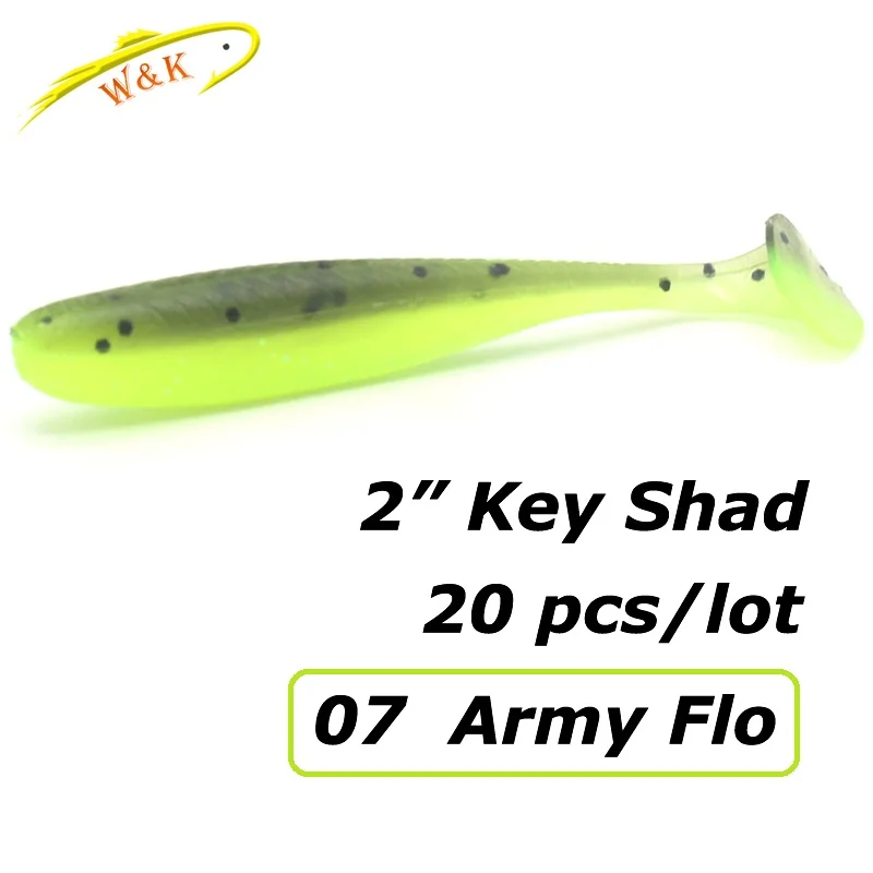 Малый Swimbait " T-Tail Shad 20 шт./лот рыболовные приманки с солью и ароматом мягкие приманки тонущие шэд гольян ледяные рыболовные приманки - Цвет: Army Flo 05