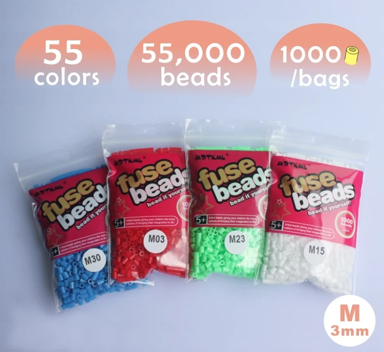 

artkal beads 55 bags 55,000 beads 3mm mini hama beads 1000pcs/color artkal beads educational toys