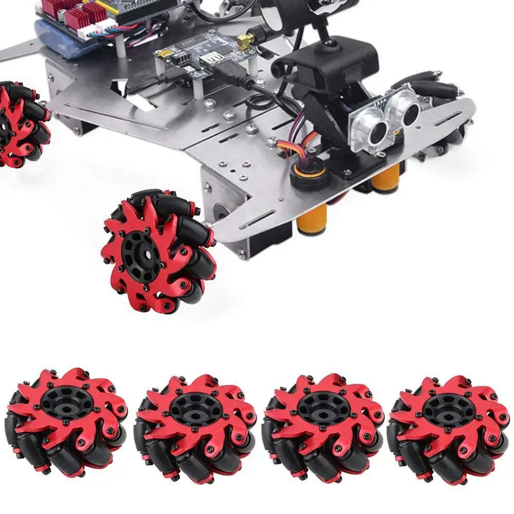 

4pcs/lot Aluminum Mecanum Wheels Set Basic ( 2 Left, 2 Right) for Rc Robot Car