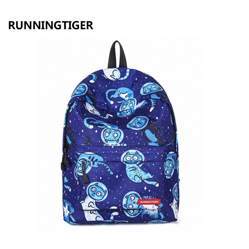 Runningtiger backpack women Polyester printing lady cats school style