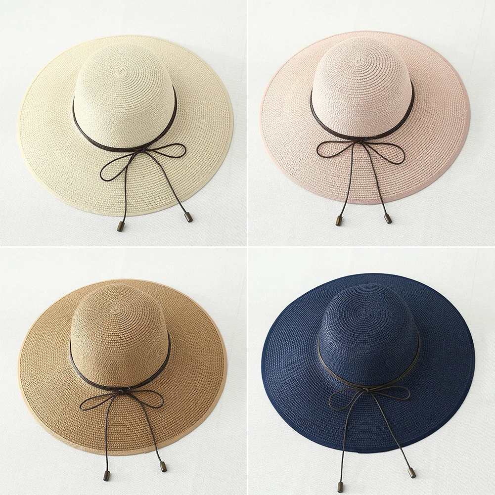 النساء في الهواء الطلق مرن Bowknot الأشعة فوق البنفسجية حماية الأزياء بسيطة واسعة حافة ظلة قبعة الشمس عارضة شاطئ كاب طوي الصيف القش النساء في الهواء الطلق مرن Bowknot الأشعة فوق البنفسجية حماية الأزياء بسيطة واسعة حافة ظلة قبعة الشمس عارضة شاطئ كاب طوي الصيف القش