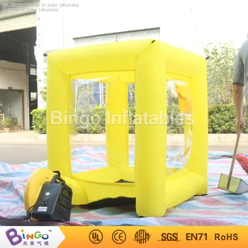 

Free Shipping cubic shape yellow inflatable cash money grab machine hot sale 1.2M high small inflatable money booth toy tents