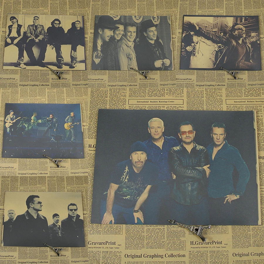 

U2 retro rock poster British Irish Kraft Cafe Restaurant dormitory Bar decoration painted retro kraft paper poster wall sticker