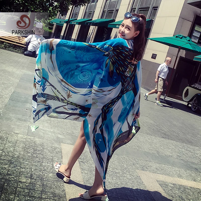 Parkshin Summer Women Beach Towel Forest Bird Seaside Sun Protection Holiday Decorative Comfortable Easy Match Scarf |