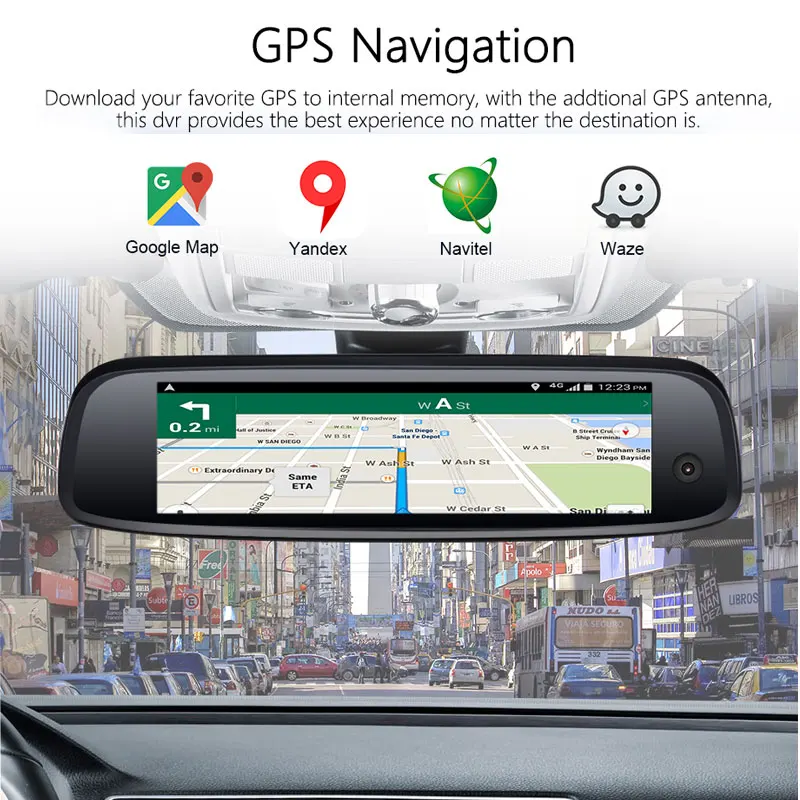 Зеркало заднего вида ANSTAR 8 дюймов 4G 3 канала камера s 2 ГБ + 32 Android 5 1 1080P GPS Wi