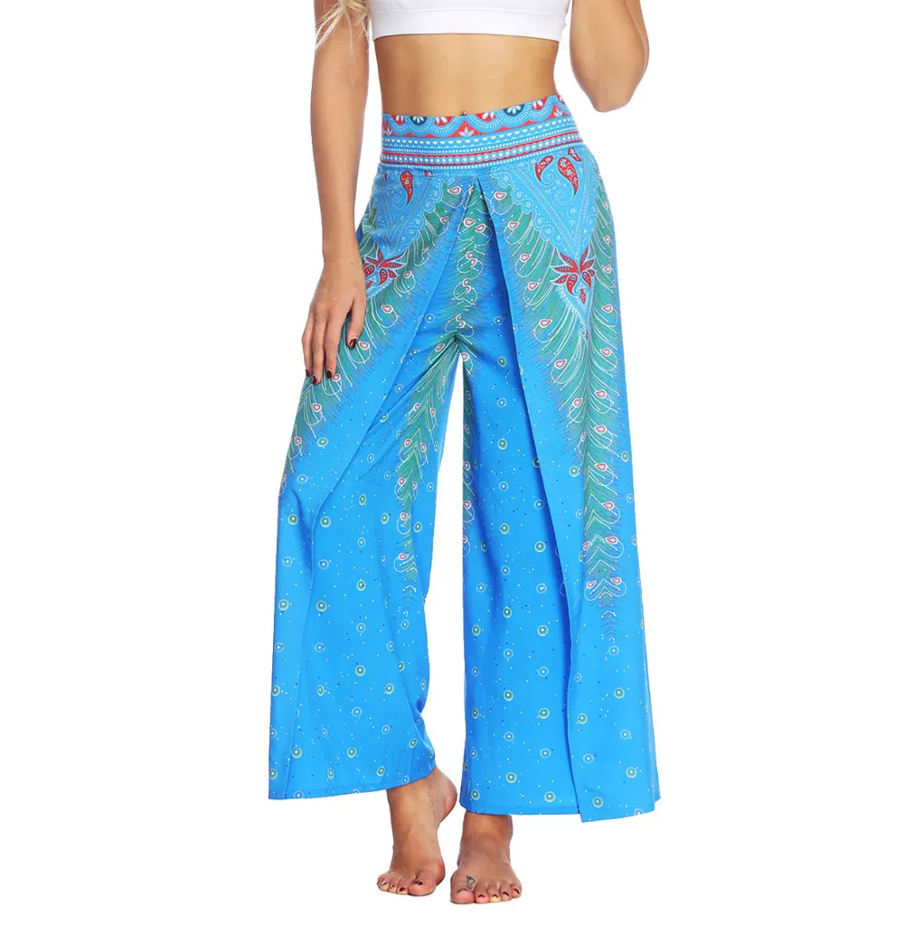 Frauen Breite Bein Boho Yoga Harem Pants Bequeme Gypsy Hippie Indischen Thailand Böhmischen Palazzo Hosen Gesmokt Taille Aladdin Hosen