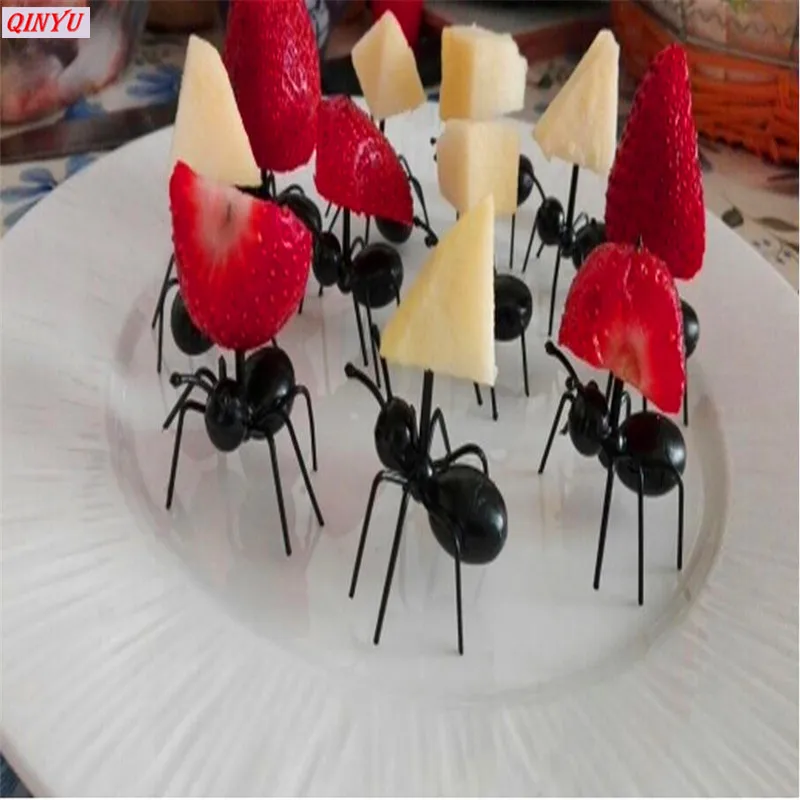 12pcs / Set Creative Fruit Fork Reusable Ant Fruit Fork Mini Party Dinnerware Multiple Use Snack Cake Dessert Forks 6ZMM199