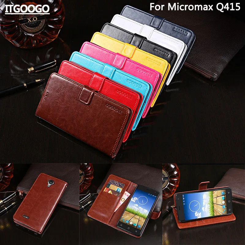 Micromax Q415 Case Cover High Quality PU Leather Protective For Spark Vdeo Wallet With Card slot | Мобильные телефоны и
