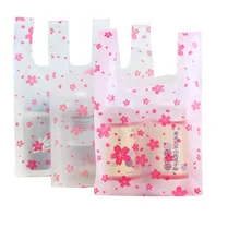 300 шт маленький размер 15x28 см мини Милая Розовая пластиковая сумка для покупок пластиковая сумка для супермаркета одежда подарок ювелирные изделия сумка для переноски жилет сумка