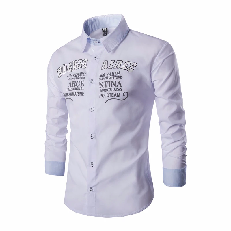 

ZOGAA Brand 2019 Fashion Male Shirt Long-Sleeves Tops Letter Print Mens Dress Shirts Slim Men Shirt 3 Color Hot Sale