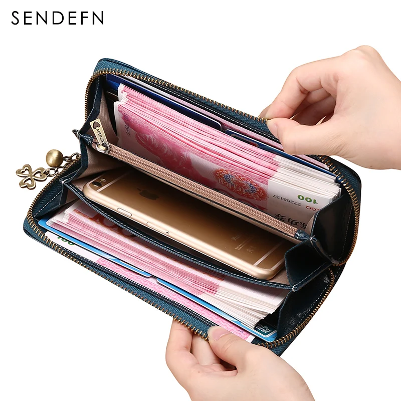 Large Capacity Women Clutch Quality Wallet Split Leather Wallet Female Long Wallet Women Zipper Purse Flower