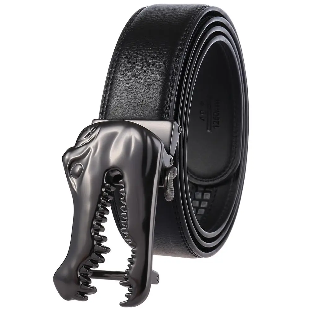 

2019 Top Sale Popular Leather Belt New Crocodile Automatic Buckle Cowhide Designer Men Black Belt Brand Business Male Belts