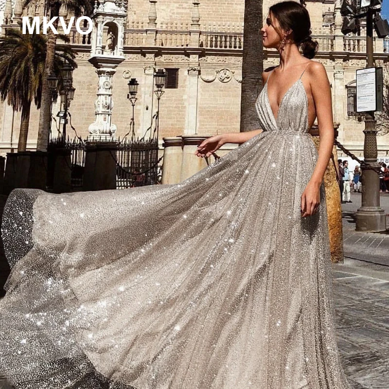

Gold Silver Sexy V-neck Sling Maxi Party Dress Fashion Backless Sleeveless Elegant Chiffon Wedding Party Maxi Dress Plus Size