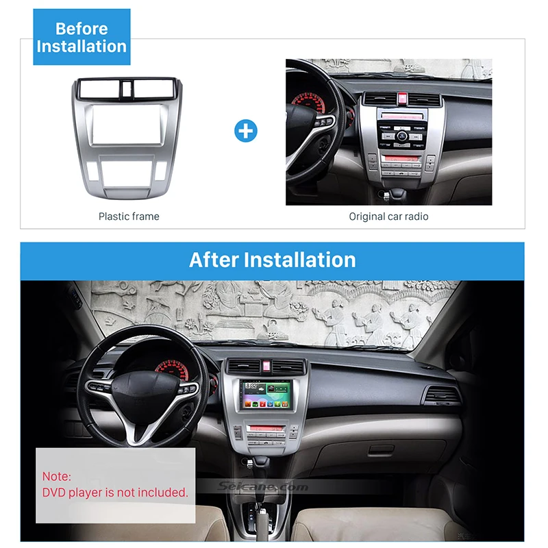 Seicane 2Din Car Radio Frame Fascia Trim Kit for 2008-2014 Honda City Ballade Auto AC Radio Frame DVD Panel Dash Kit Auto Stereo Seicane 2Din Car Radio Frame Fascia Trim Kit for 2008-2014 Honda City Ballade Auto AC Radio Frame DVD Panel Dash Kit Auto Stereo