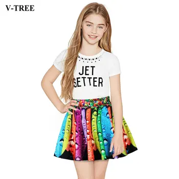 

Polka dot children's skirt digital print girls fluffy skirt casual girls princess skirt dance clothes teenager costume 6-12T