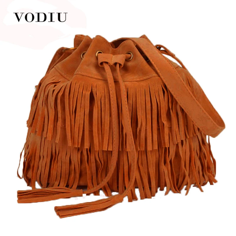 Women font b Bag b font Handbags Tote Over Shoulder Crossbody Sling Summer Tassel Purses Suede