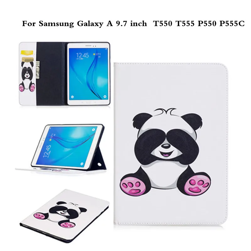 Кожаный бумажник милый мультфильм принципиально чехол для samsung Galaxy Tab 9,7 дюймов SM-T550 T555 P550 P555C T550 Tablet + пленка + ручка