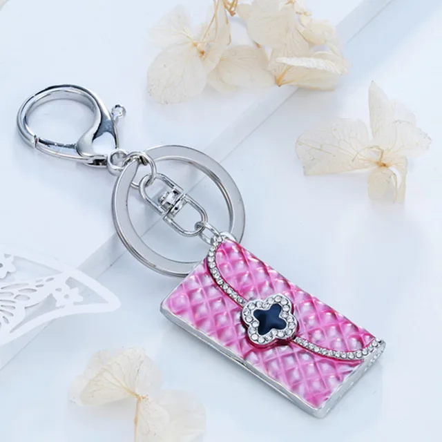 Best gift For Girls Pink Wallet Keychain Rhinestone Keyrings Key Chains
